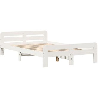 vidaXL Bed Frame without Mattress White 135x190 cm Double Solid Wood Pine Vidaxl