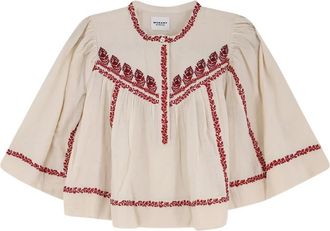 Isabel Marant Geborduurde blouse met ronde hals - Dames - Blouses - Veelkleurig - S - Katoen - Overhemden