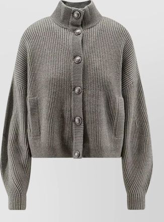 Brunello Cucinelli cashmere high neck fitted jacket