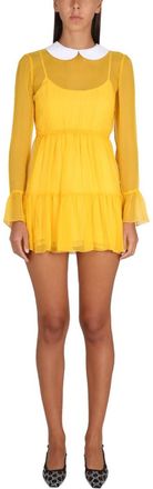 Gucci Yellow Crew Neck Collar Mini Dress