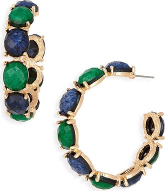 Tasha Stone C Hoop Earrings in Green Multi at Nordstrom Rack