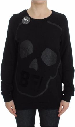 Exte Skull Sweatshirt Grafische Print - Dames - Ronde hals truien - Zwart - XS - Katoen - Truien & Vesten