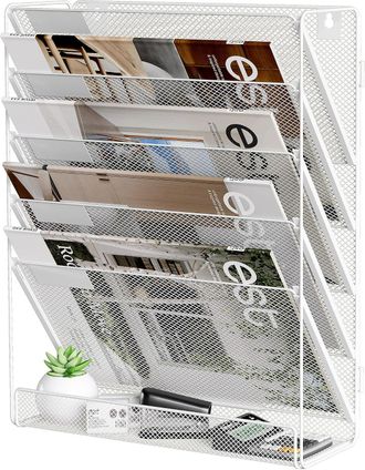 OEM Organizador De Documentos De Pared De Metal De 5 Niveles - Organizador De Escritorio - Revistero Con Soporte A4 Para Papel, Correo Y Documentos - Esta
