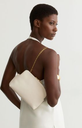 Reiss White Leather Frame Clutch Bag