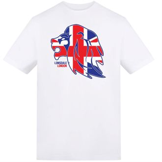 Lonsdale Heren-T-shirt met leeuwenafbeelding en relaxte pasvorm (Wit)