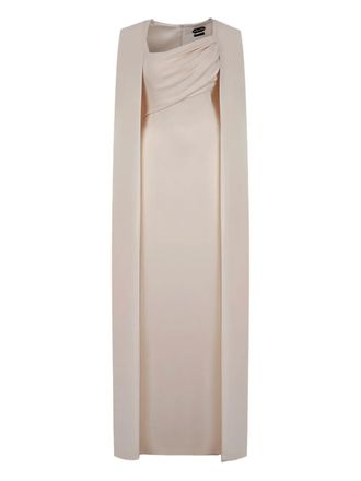 Tom Ford Asymmetrisch gedrapeerde jurk met cape - Beige