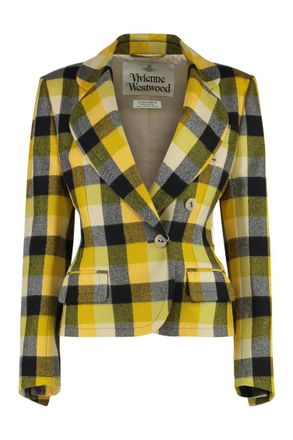 Vivienne Westwood Yellow Checks Shawl Blazer