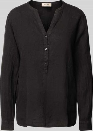 Mos Mosh Regular Fit Leinenbluse mit Tunikakragen Modell Danna in Black, Gr&ouml;&szlig;e XS