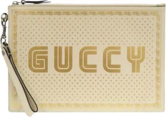 Gucci Pre-owned Clutch tas - Dames - Vintage Clutch - Beige - ONE Size - Leer - Vintage