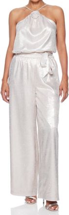 Greylin Karris Metallic Flower Halter Top In Silver