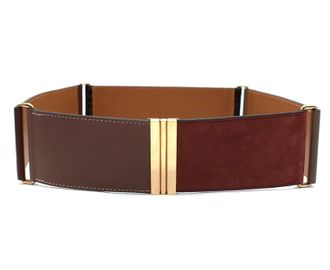 Hermès Brown Tonal Porosus Crocodile & Leather Rare Panelled Belt - Size 80
