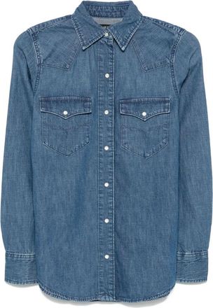Ralph Lauren Lange mouw knoop voorkant overhemd - Dames - Spijkeroverhemden - Blauw - XS - Overhemden