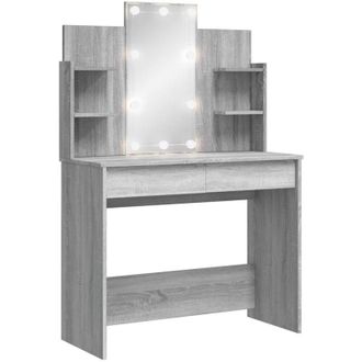 vidaXL Vidaxl - Dressing Table with led Lights Grey Sonoma 96x40x142 cm