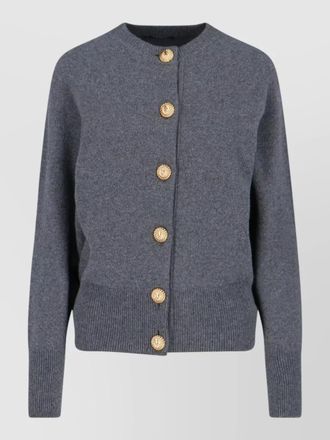 Balmain knit sweater crewneck gold tone buttons