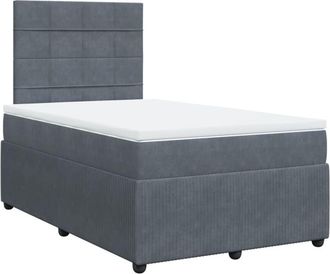 vidaXL Cama Box Spring Con Colch&oacute;n Terciopelo Gris Oscuro 120x190 Cm Vidaxl