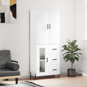 vidaXL Aparador Alto Madera Contrachapada Blanco 69,5x34x180 Cm Vidaxl
