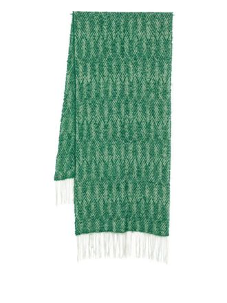 Dries Van Noten 2010s herringbone scarf - Green