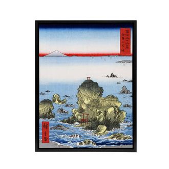Artery8 Futami Bay In Ise Province Framed Canvas Wall Art Print Hiroshige in Blue | Size: W24 x H32