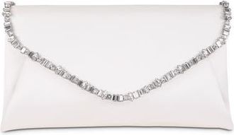 Badgley Mischka Mika Mix Crystal Neckline Envelope in White at Nordstrom, Size Medium
