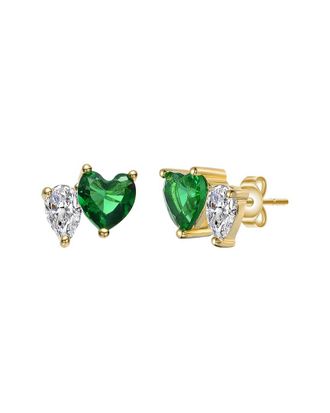 Genevive 14K Plated Cz Stud Earrings