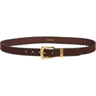 Veronica Beard Whipstitch Suede Belt in Espresso at Nordstrom, Size X-Large