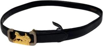 Celine Pre-owned Sculpturale Goudkleurige Gesp Riem - Dames - Vintage Accessoires - Zwart - ONE Size - Leer - Vintage