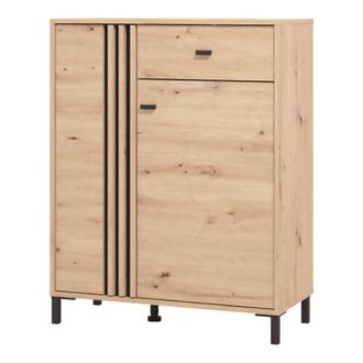 Dmora Mueble De Entrada Hanga, Un Caj&oacute;n, 4 Estantes, 2 Puertas, 87x40x110h Cm Roble Marr&oacute;n Nudos