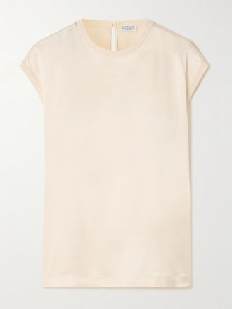 Brunello Cucinelli Top In Misto Seta - Neutri