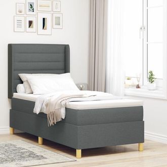 vidaXL Box Spring Bed with Mattress Grey 90 x 190 cm Fabric vidaXL