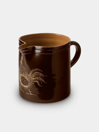 Poterie d'&Eacute;vires Chickens Hand-Painted Ceramic Straight-Edge Medium Jug