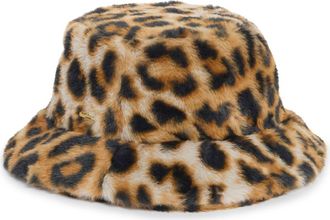Kurt Geiger Leopard Print Faux Fur Bucket Hat at Nordstrom Rack