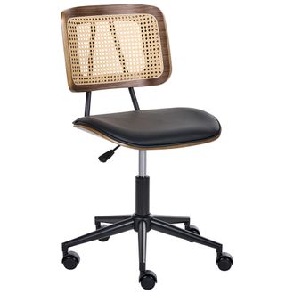 Beliani Silla De Oficina De Piel Sint&eacute;tica Giratoria Con Altura Ajustable Sin Reposabrazos Negro Ardo