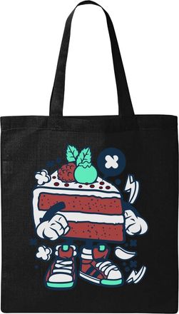 Generic Red Velvet Delicious Cake Baking Berry Art Natural Ecological Cotton Tote Bag Black