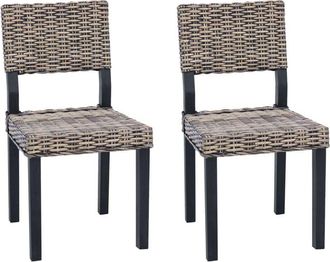 vidaXL Silla De Comedor 2 Pcs Lavado Negro 46 X 55 X 84 Cm Rat&aacute;n Kubu Vidaxl