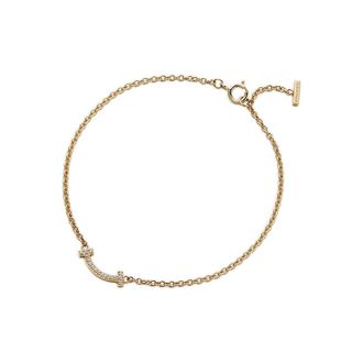 Tiffany & Co. Tiffany T Smile Bracelet in Yellow Gold with Diamonds - Size Medium