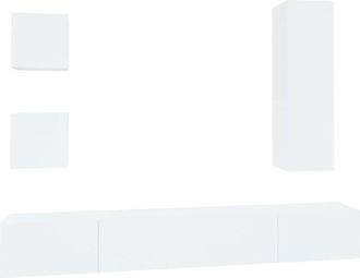 vidaXL Set De Muebles Para Tv 5 Piezas Madera Contrachapada Blanco Vidaxl