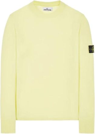 Stone Island Citroen Crewneck Wollen Trui - Heren - Ronde hals truien - Groen - XL - Wol - Truien & Vesten