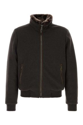 Moorer Dark Brown Textured Jackets