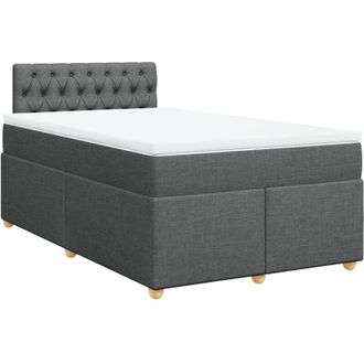 vidaXL Cama Box Spring Con Colch&oacute;n Tela Gris Oscuro 120x200 Cm Vidaxl
