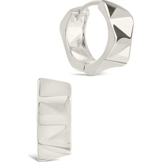 Sterling Forever Ginevra Bolt Hoop Earrings in Silver at Nordstrom Rack
