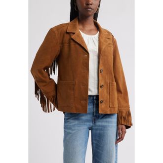 Treasure & Bond Fringe Suede Jacket in Tan at Nordstrom Rack, Size X-Small