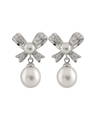 Splendid Pearls Plated 4-9Mm Freshwater Pearl Bow Shaped Drop Earrings