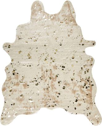 Beliani Modern Faux Cowhide Leather Area Rug 130 x 170 cm Beige with Gold Spots Bogong