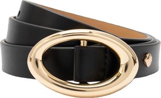 Kate Spade New York oval molten buckle leather belt in Black at Nordstrom, Size Medium