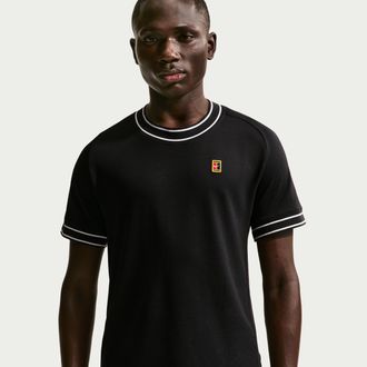 Nike Mens Court Heritage Short-Sleeve Tennis Top in Black | FN0318-010