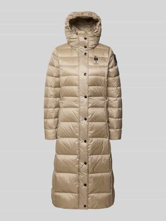 Blauer Daunenmantel mit Kapuze Modell ANITA in Beige, Gr&ouml;&szlig;e XS