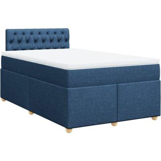 vidaXL Cama Box Spring Con Colch&oacute;n Tela Azul 120x200 Cm Vidaxl