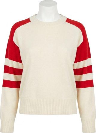 Faherty Womens Throwback Crew Top In Peppermint Red