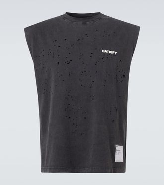 SATISFY MothTech Muscle distressed cotton T-shirt