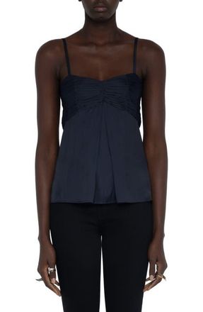 Zadig&Voltaire Cippie Pleated Satin Camisole in Encre at Nordstrom, Size X-Small
